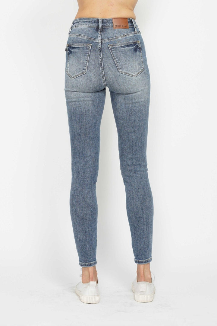 Judy Blue Full Size Tummy Control Contrast Wash Skinny Jeans 