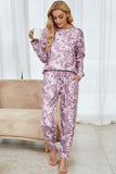 Shiny Tie-Dye Long Sleeve Top and Drawstring Joggers Lounge Set Lingerie & Nightwear