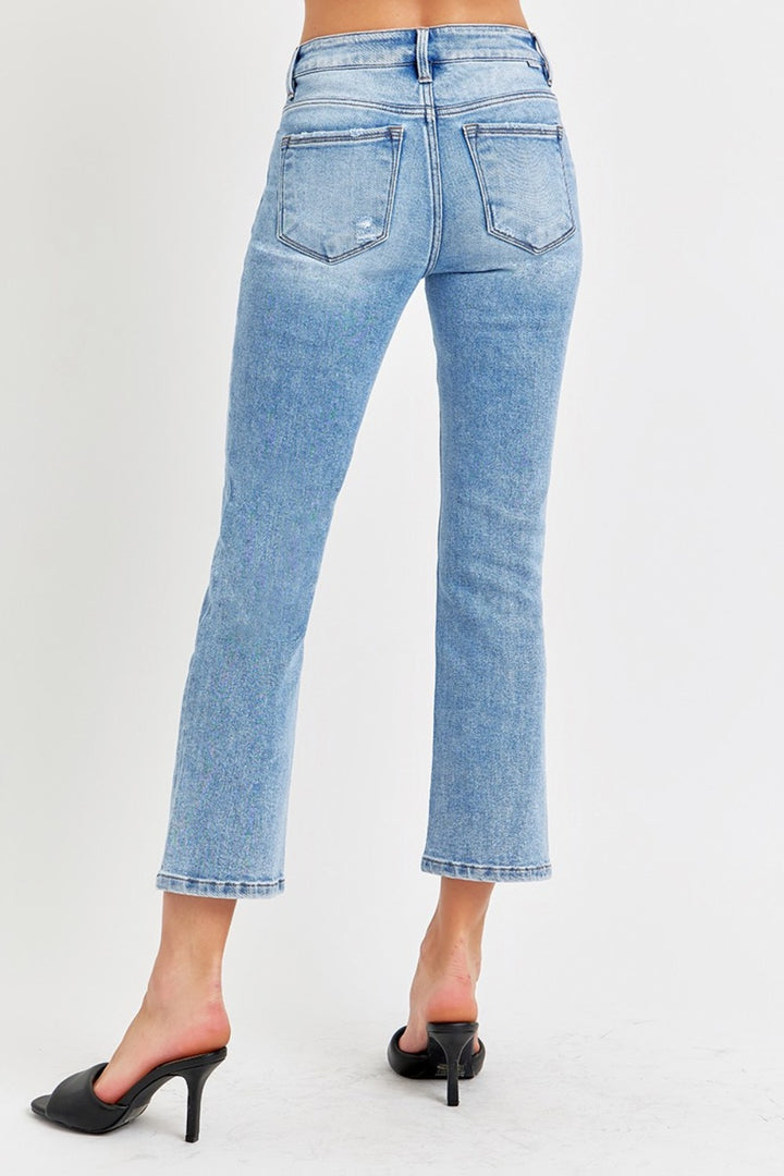RISEN Full Size Low Rise Crop Slim Straight Jeans 