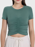 Millennia Ruched Round Neck Short Sleeve Active T-Shirt 