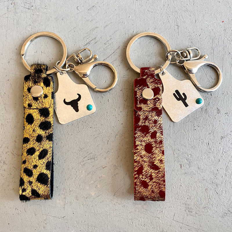 Genuine Leather Alloy Keychain 