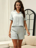 Button Down Short Sleeve Top and Shorts Lounge Set Lingerie & Nightwear