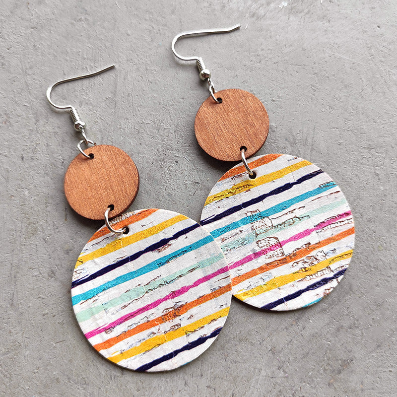 Round Shape Wooden Dangle Earrings 
