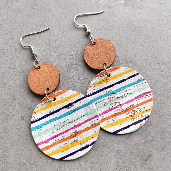 Round Shape Wooden Dangle Earrings 