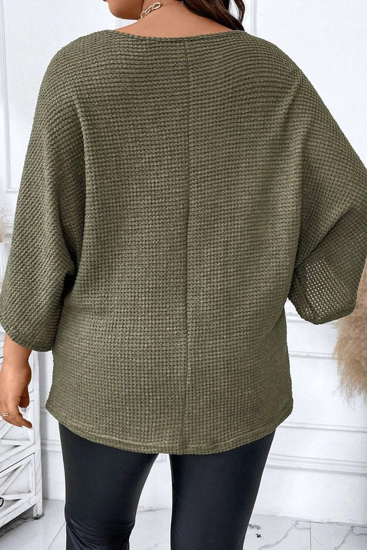 Plus Size Waffle-Knit V-Neck Blouse 