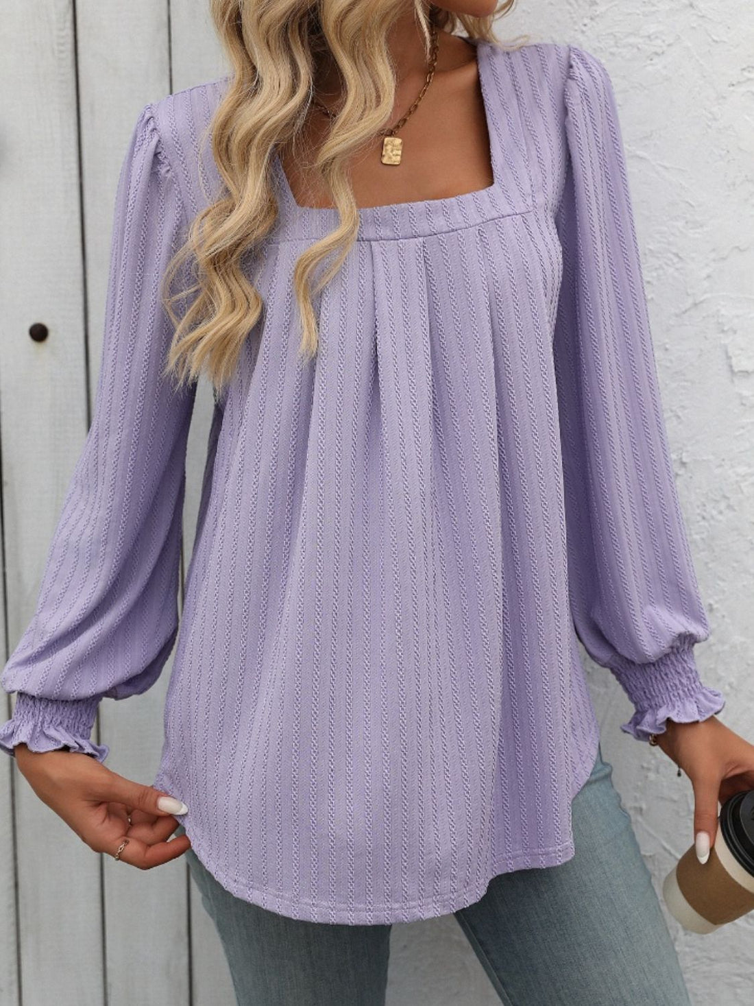 Mandy Square Neck Long Sleeve Top 