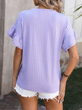 Mandy Ruffled Round Neck Short Sleeve Blouse 