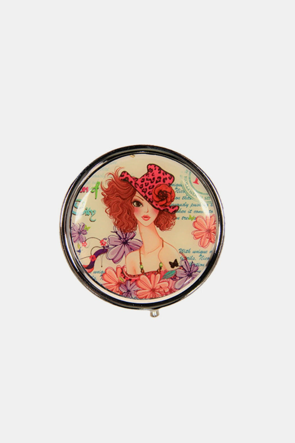 Nicole Lee USA Print Metallic Circular Large Pill Case 