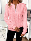 Texture Half Zip Long Sleeve Sweatshirt 