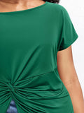 Plus Size Twisted Asymmetrical Neck Short Sleeve T-Shirt 