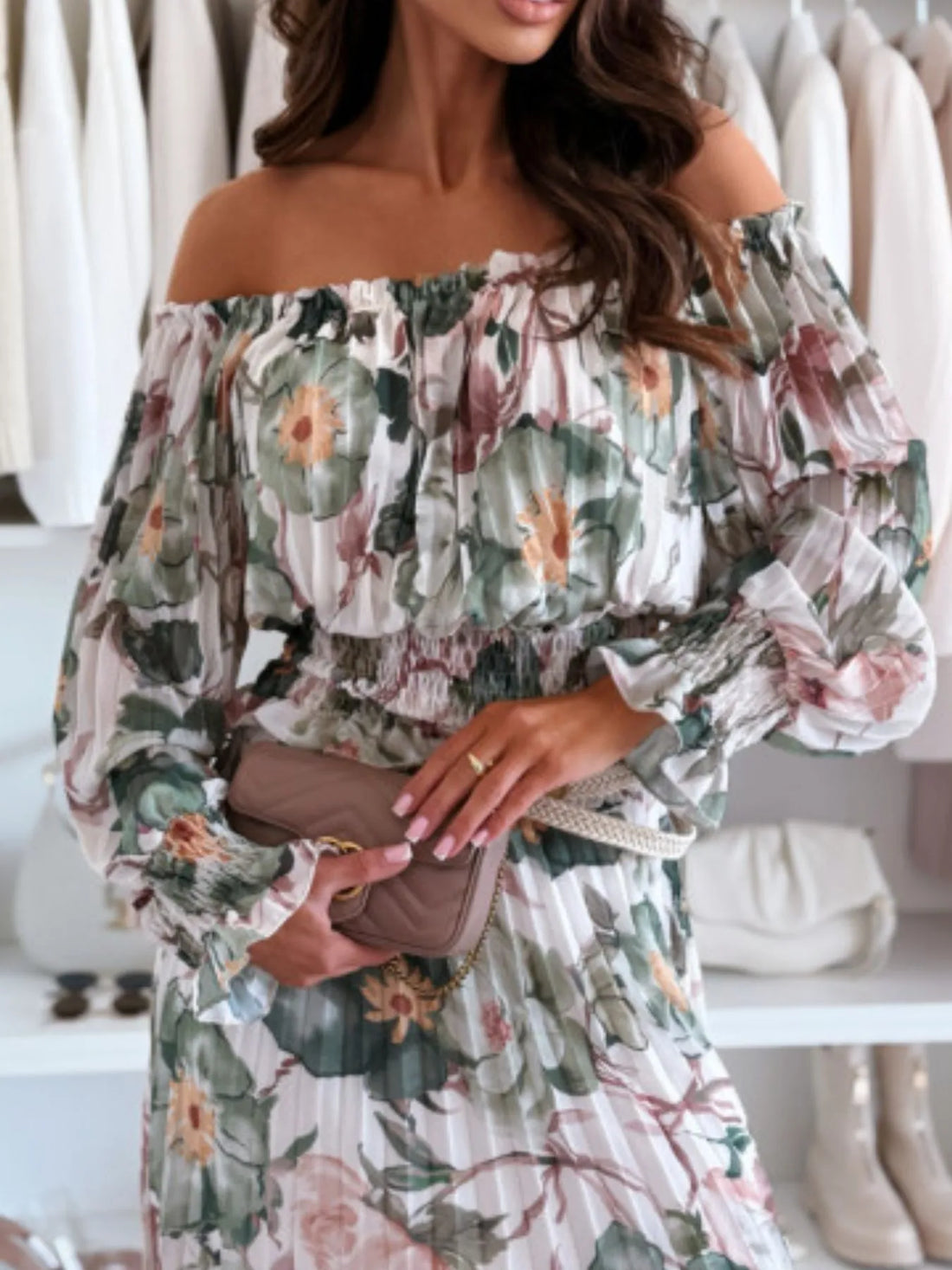Floral Off-Shoulder Top and Skirt Two-Piece Set Two Piece Dresses