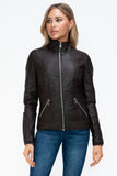 YMI Faux Layered Double-Zipper Jacket with Fuzzy Hood 