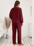 Ivy Lane Teddy Long Sleeve Top and Pants Lounge Set 