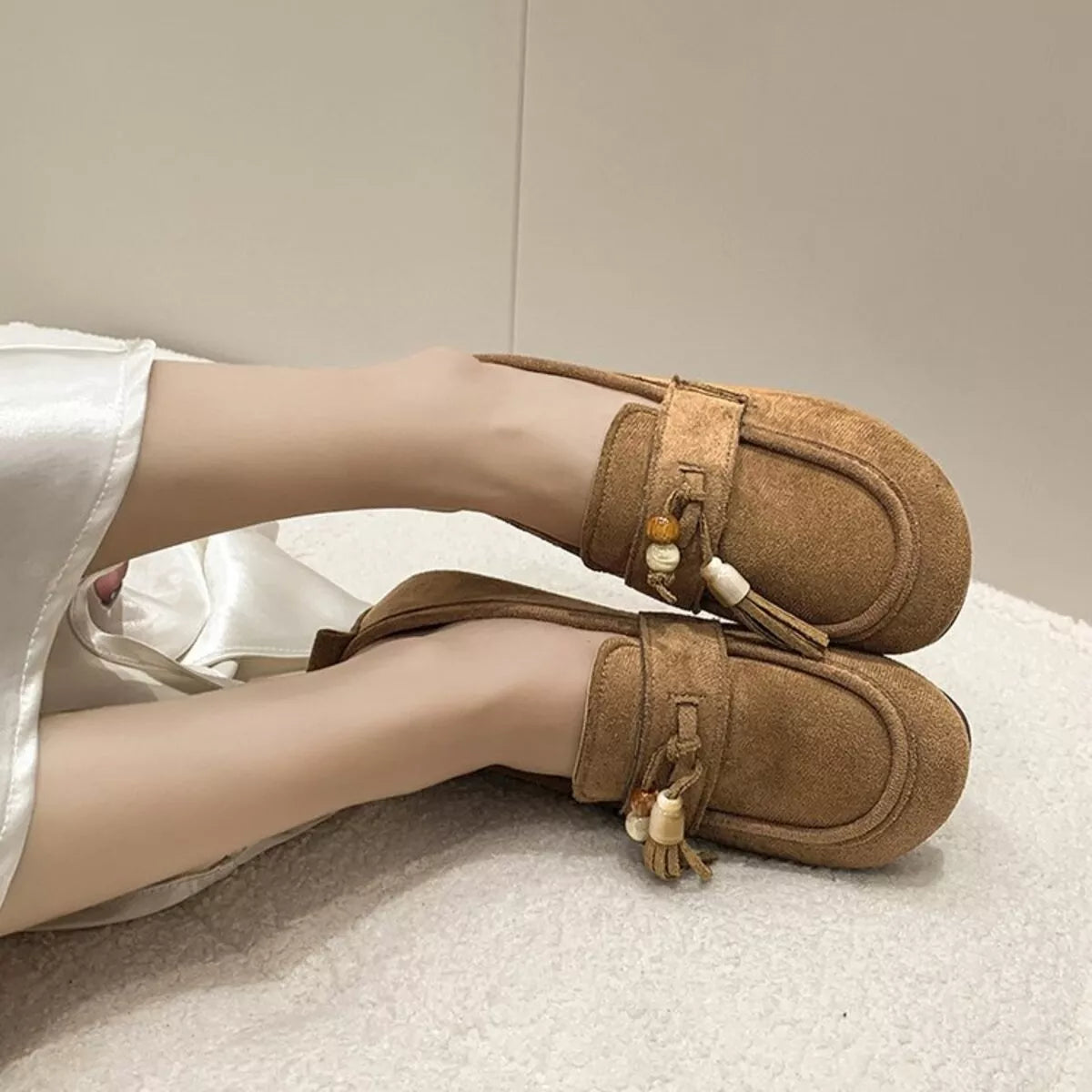 Tassel Round Toe Slip-Ons 