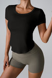 Cutout Round Neck Short Sleeve Active T-Shirt 