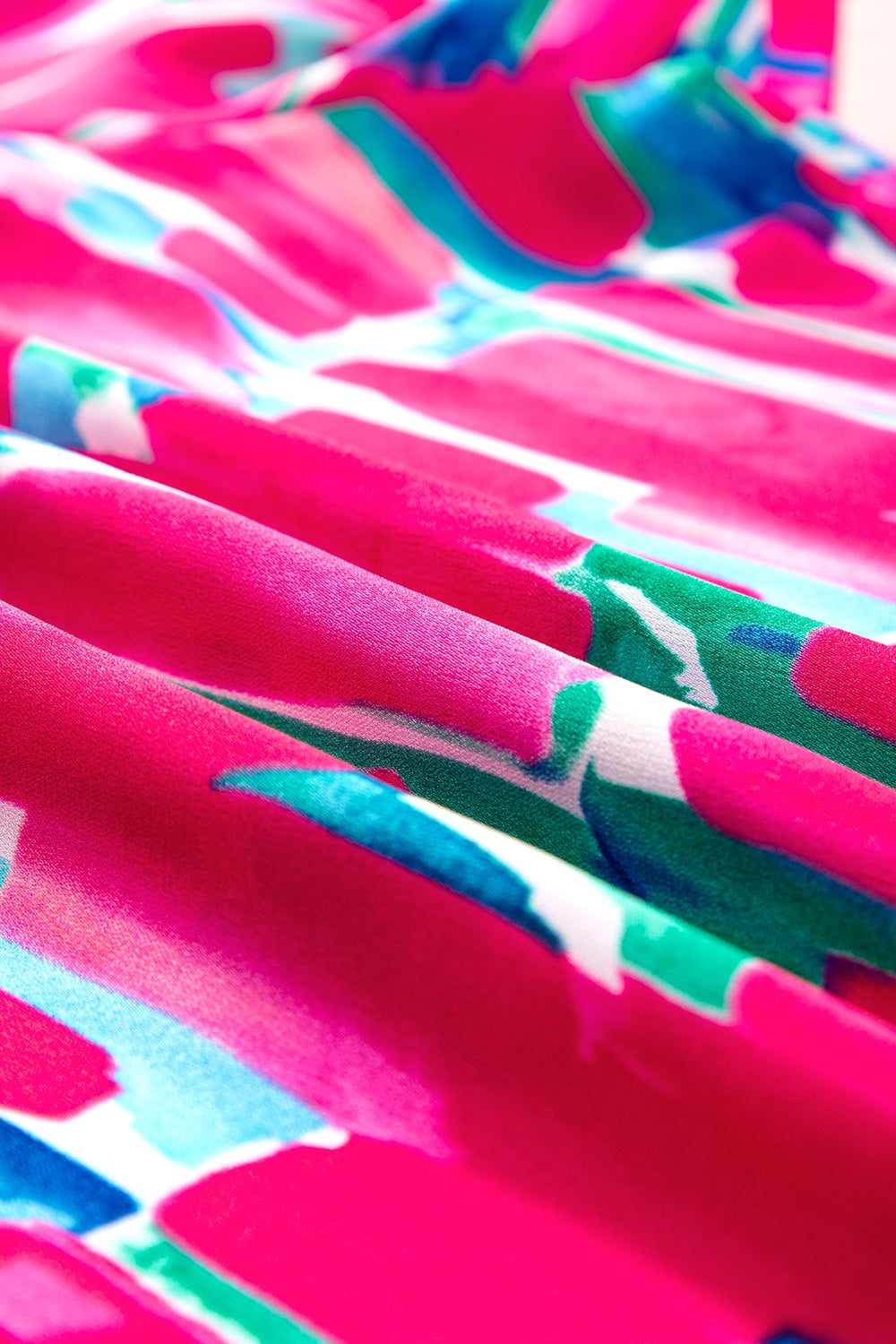 Plus Size Printed Round Neck Petal Sleeve Blouse 