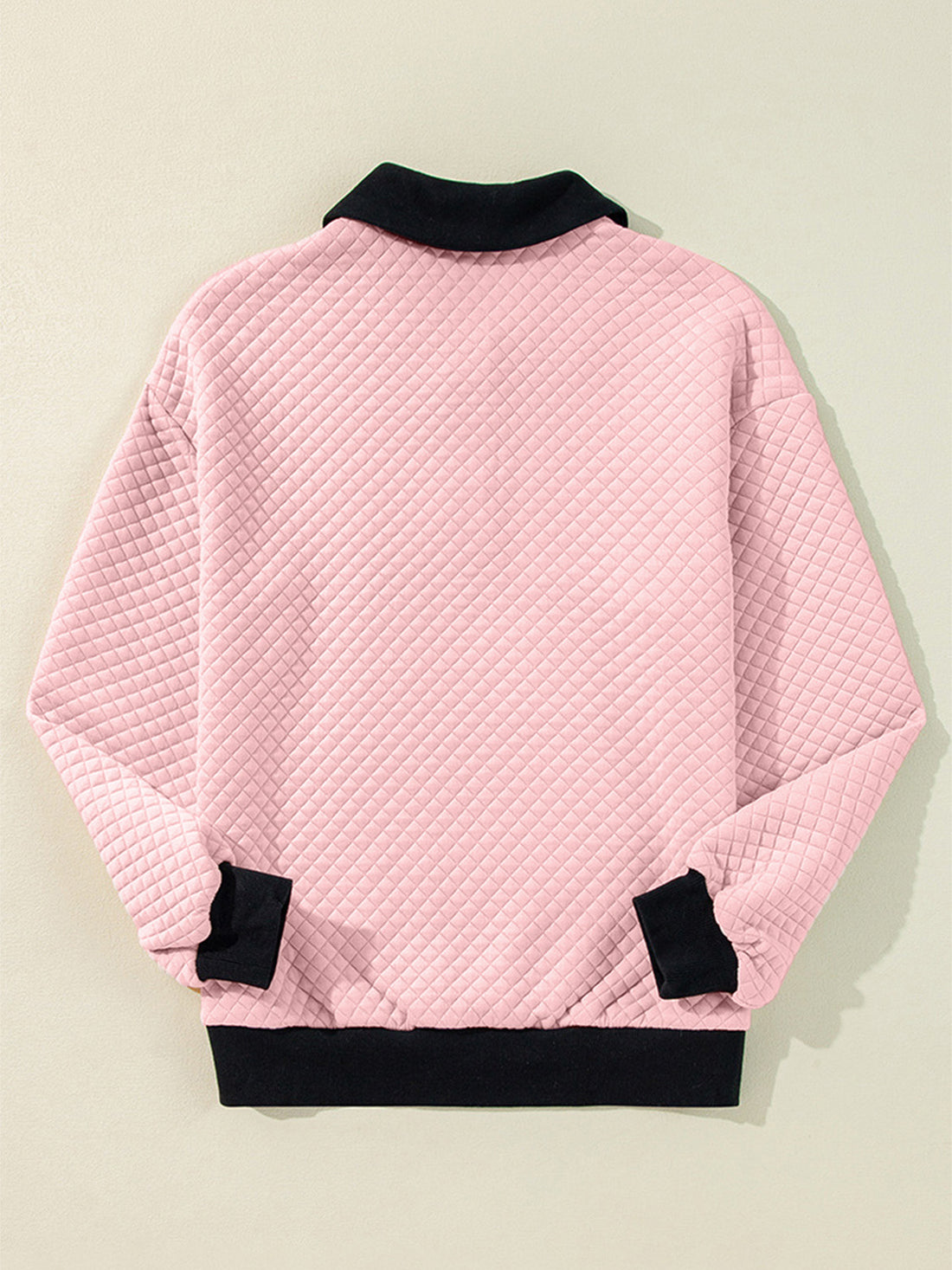 Texture Quarter Button Long Sleeve Sweatshirt 