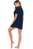 Contrast Piping Pocketed Short Sleeve Lounge Dress 