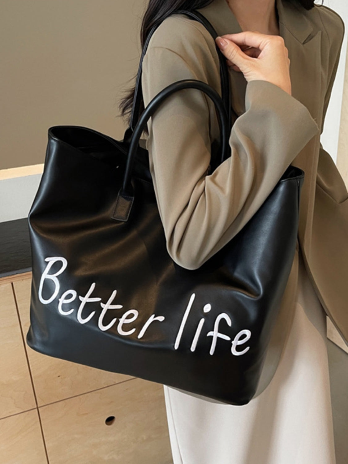 BETTER LIFE PU Leather Tote Bag 