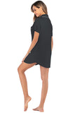 Contrast Piping Pocketed Short Sleeve Lounge Dress 