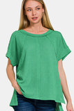 Zenana Waffle Exposed-Seam Short Sleeve T-Shirt 