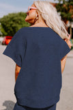 Gray Textured Loose Fit T Shirt and Drawstring Pants Set Two Piece Sets/Pant Sets