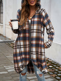 Devine Plaid Zip Up Hooded Coat 