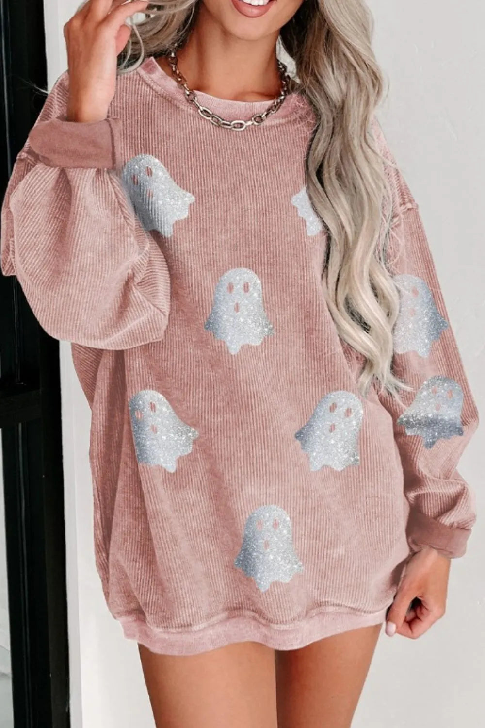 Ghost Round Neck Oversized Sweatshirt 