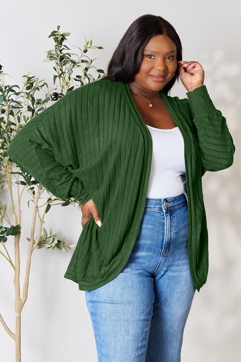 Basic Bae Full Size Ribbed Cocoon Cardigan 
