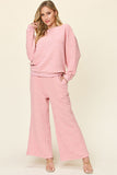 Double Take Full Size Texture Long Sleeve Top and Pants Set 