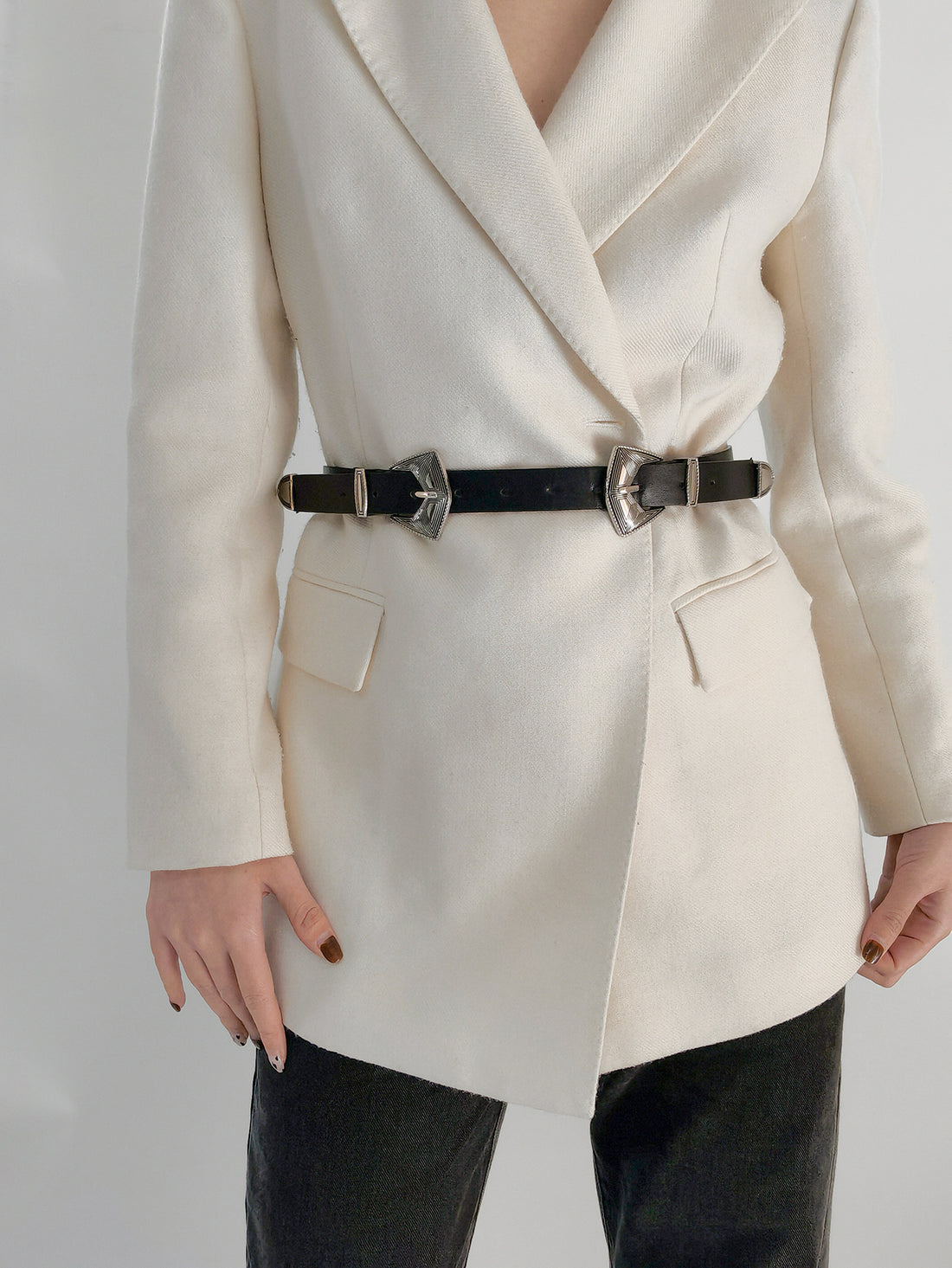 Double Buckle PU Leather Belt 