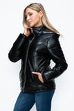 How Dare U Pocketed Zip Up Puffer Jacket with Removable Hood 