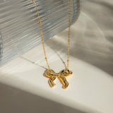 Stainless Steel Bow Pendant Necklace 
