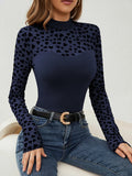 Heart Mock Neck Long Sleeve T-Shirt 