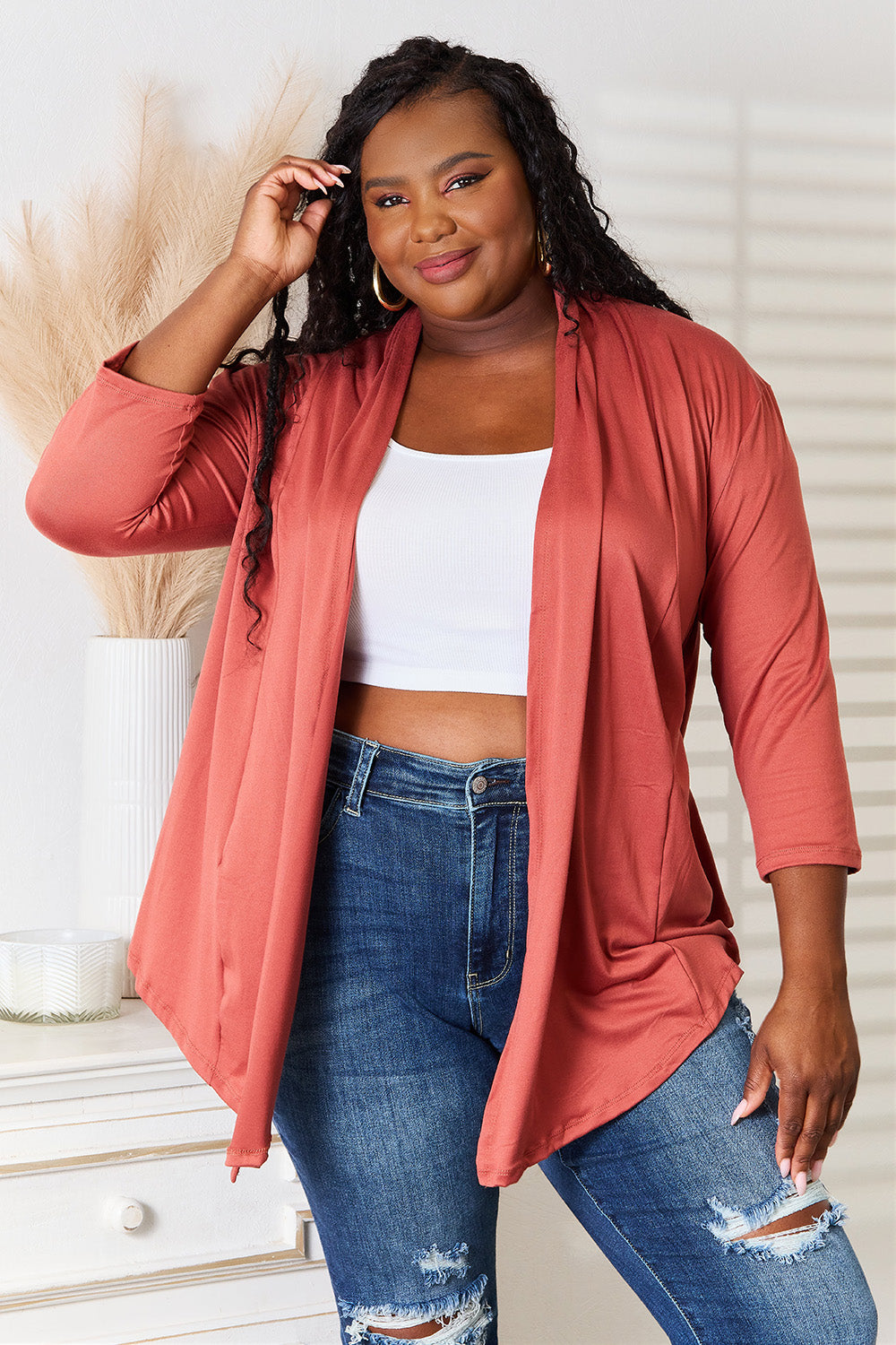Culture Code Full Size Open Front Cardigan 