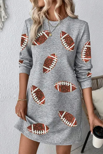Sequin Football Long Sleeve Mini Dress Dresses