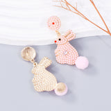 Synthetic Pearl Alloy Rabbit Dangle Earrings 