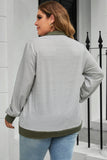 Plus Size Striped Half Snap Long Sleeve Blouse 