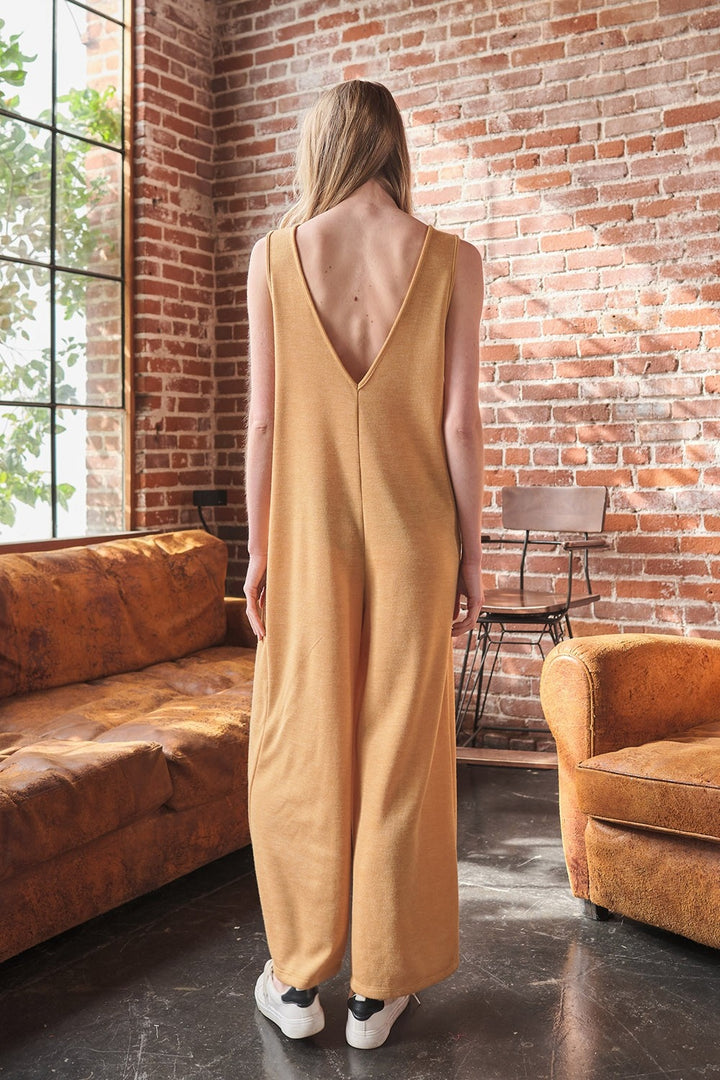 Ces Femme V-Neck Sleeveless Wide Leg Jumpsuit 