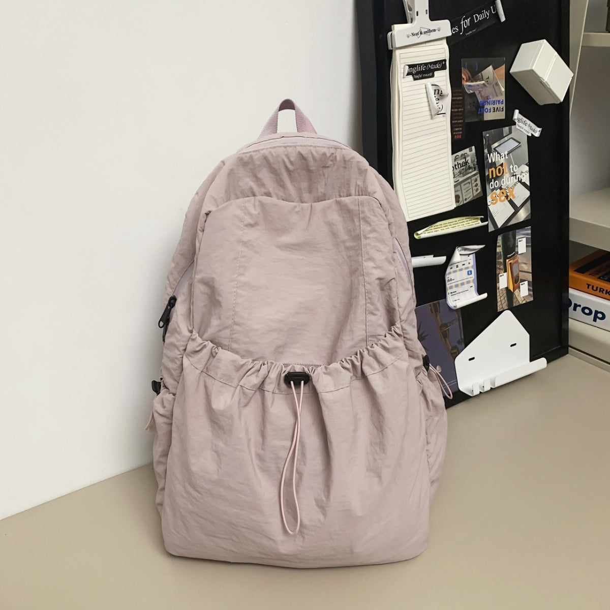 Drawstring Nylon Backpack Bag 