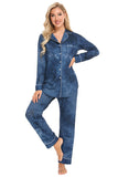 Collared Neck Long Sleeve Loungewear Set with Pockets Lingerie & Nightwear