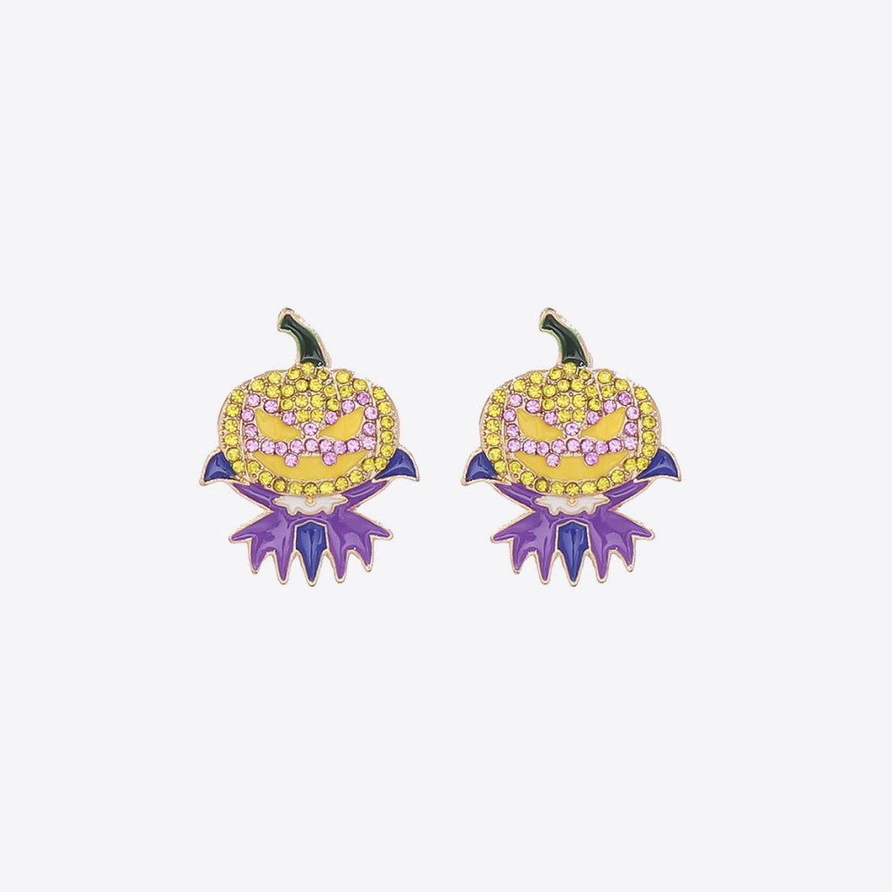 Demon Pumpkin Rhinestone Alloy Earrings 
