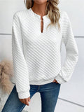 Notched Long Sleeve Sweatshirt 