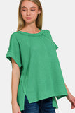 Zenana Waffle Exposed-Seam Short Sleeve T-Shirt 