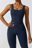 Basic Bae Cutout Ruched Bootcut Sleeveless Active Jumpsuit 