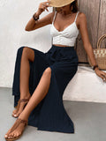 Honey Tied Slit Wide Leg Pants 