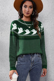 Ghost Pattern Round Neck Long Sleeve Sweater 