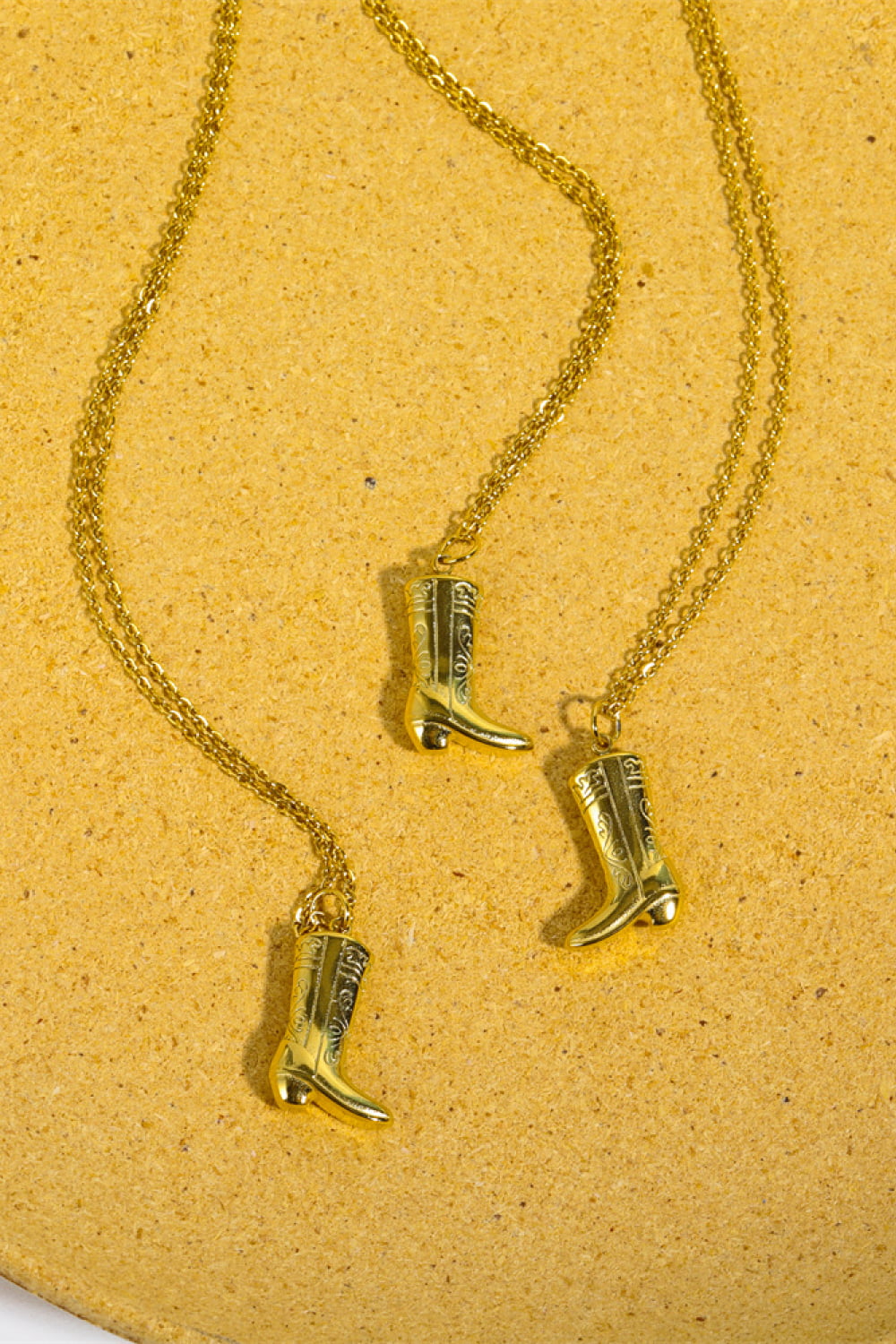 Cowboy Boot Pendant Stainless Steel Necklace 