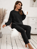 Ivy Lane Teddy Long Sleeve Top and Pants Lounge Set 