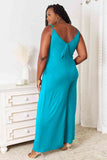Double Take Full Size Soft Rayon Spaghetti Strap Tied Wide Leg Jumpsuit 